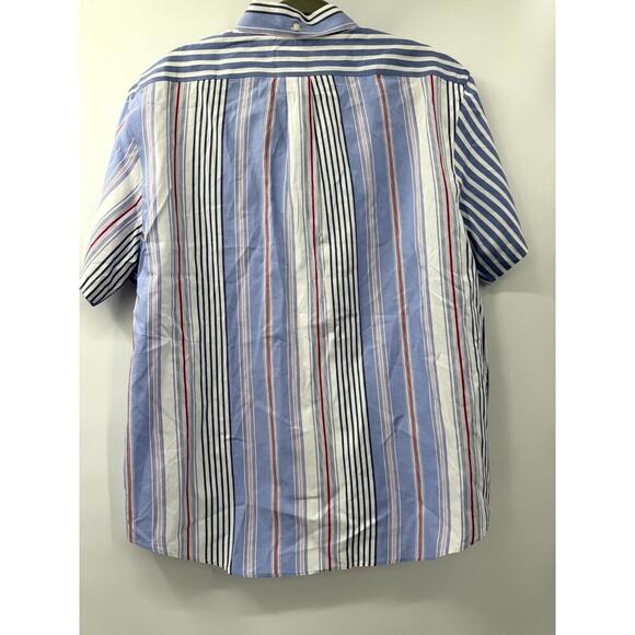 Ralph Lauren Shirt Men's‎ XL White Blue Striped Cotton Short Sleeve Button-Down - Picture 2 of 7